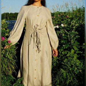 Elegant Beige Button-Down Dress